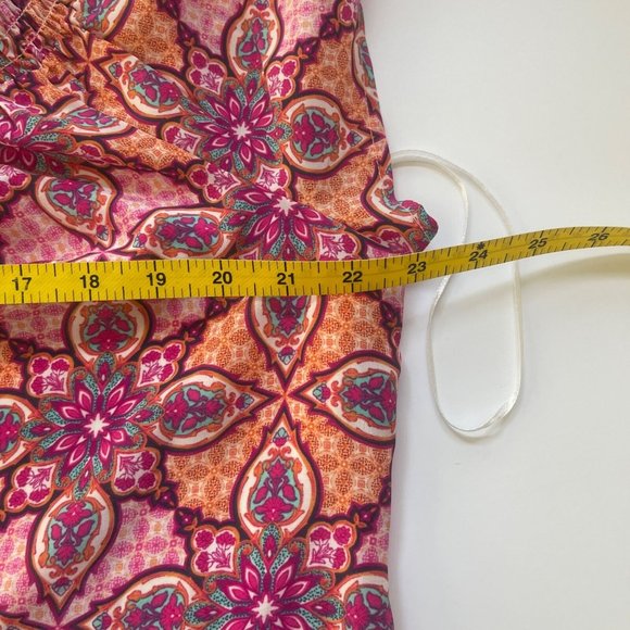 Motherhood Maternity Paisley Dress XL Off Shoulder Tie Sleeve Pink Knee Length - Picture 10 of 12